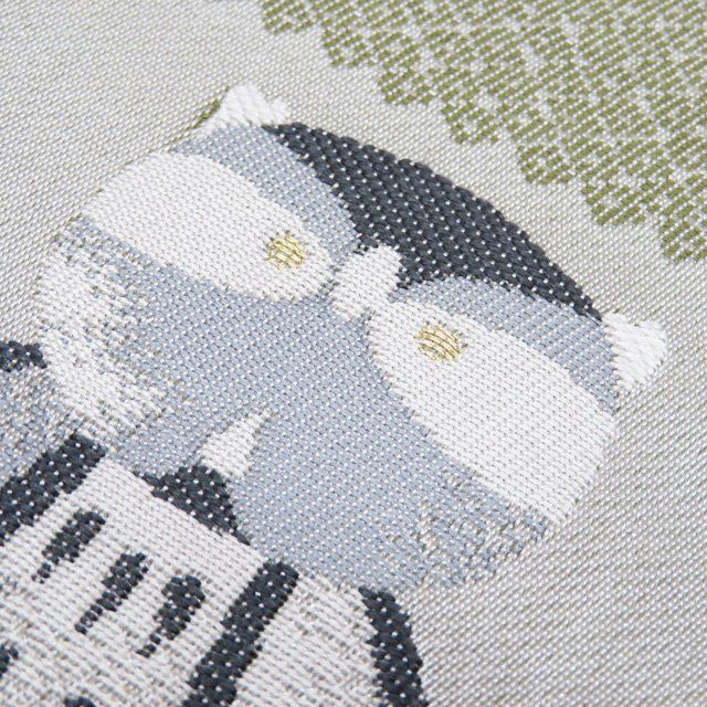  袋帯 リサイクル 正絹 カジュアル 仕立て上がり 全通 市松取り ふくろうの図 鹿の子模様 蕎麦切色 青丹色 きもの北條 A 1295-4 袋帯 帯