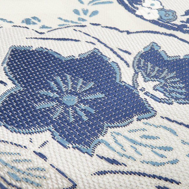  袋帯 リサイクル 正絹 カジュアル 仕立て上がり 六通 花模様 白鼠色 紺系色 きもの北條 A 1295-13 袋帯 帯