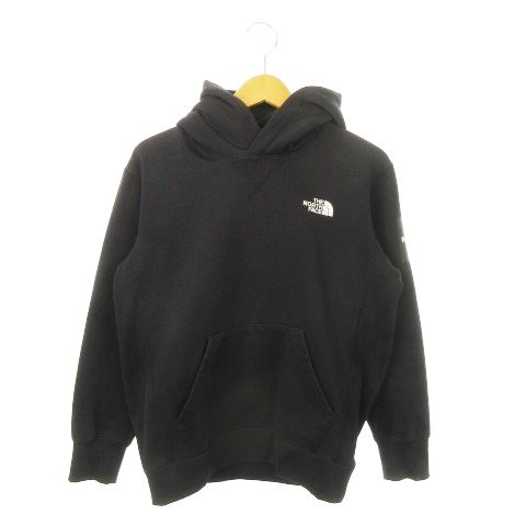 ザノースフェイス THE NORTH FACE スクエアロゴフーディ プルパーカー スウェット 長袖 裏起毛 切替 リブ ロゴ S 黒 ブラック NT61835 MN17 GY01