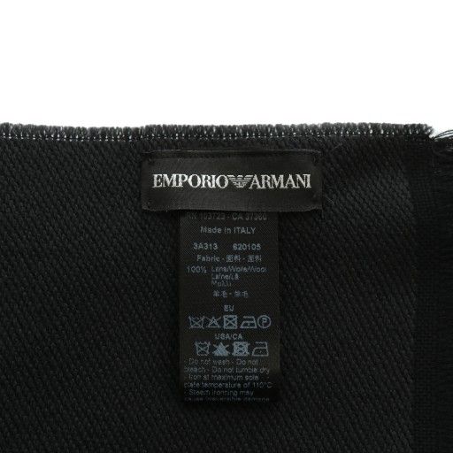  エンポリオアルマーニ EMPORIO ARMANI マフラー ストール 羊毛 ウール ロゴ フリンジ 黒 ブラック 3 A 313 620105 XZ GY 19 その他 トップス