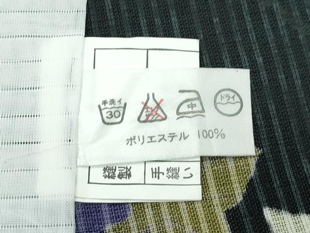 平和屋着物■極上 夏物 パリコレクション ファッションモデル・デザイナー 山口小夜子 小紋 銀 楓 唐草文 黒地 洗える着物 逸品 CZAA4090s5 平和屋着物□極上 夏物 パリコレクション ファッションモデル