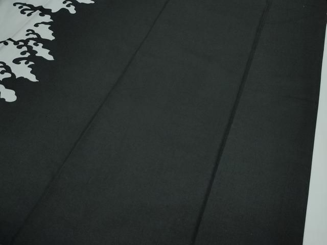 平和屋着物□極上 訪問着 紬地 立波文 シルエット 黒地 逸品