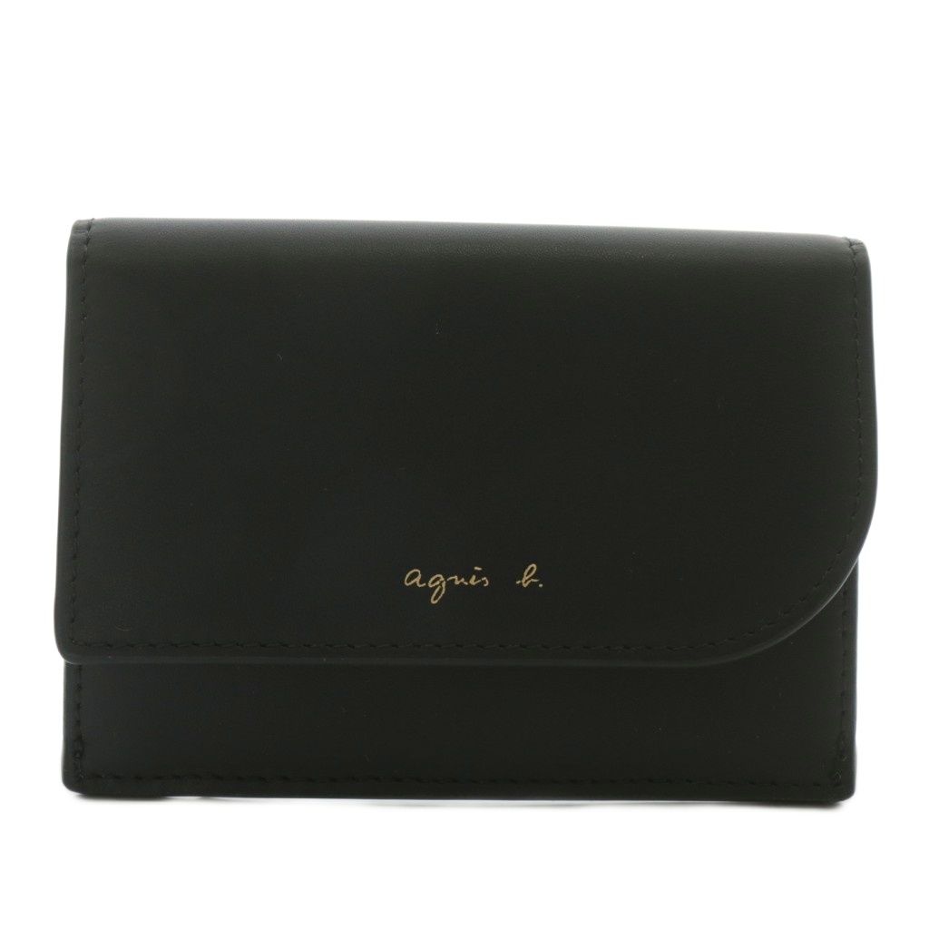 アニエスベー agnes b. XAW01-04 パスケース カードケース 名刺入れ 定期入れ 二つ折り レザー 黒 ブラック XZ GY11