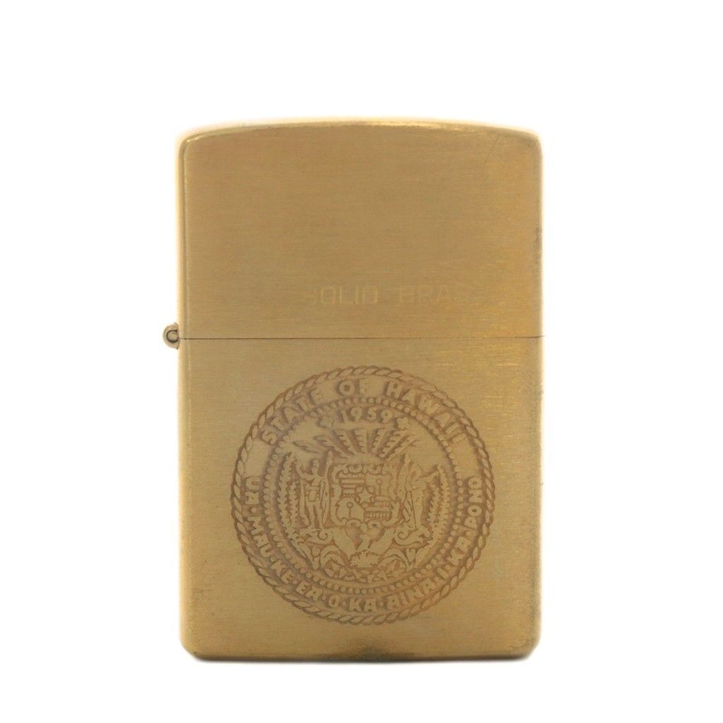 ジッポー ZIPPO STATE OF HAWAII 1959 SOLID BRASS 1932 1985 ソリッドプラス オイルライター 喫煙具 タバコ ゴールド色 XZ GY18