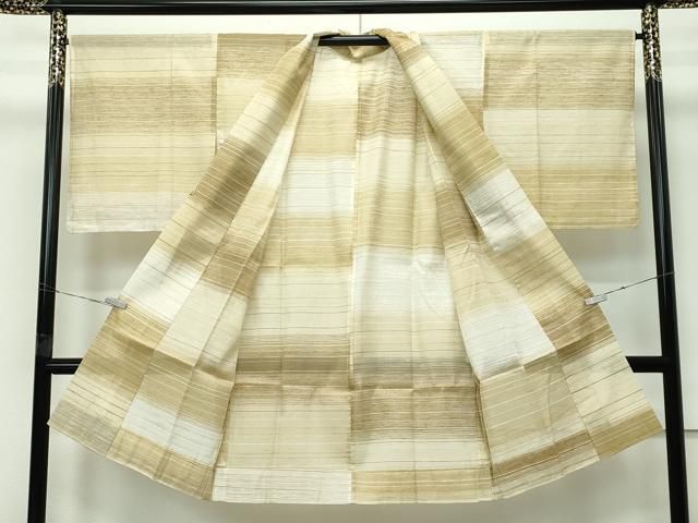 平和屋着物 上 インド アッサム 野蚕糸 手織 ムガシルク 道中着 スリーシーズン 紗紬 塵除け ロング丈 横段文 s 5