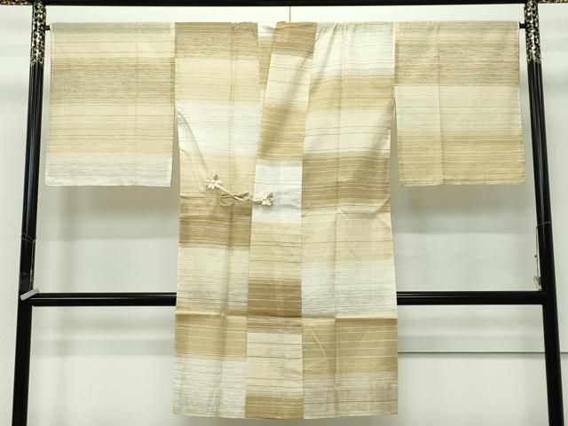 平和屋着物 上 インド アッサム 野蚕糸 手織 ムガシルク 道中着 スリーシーズン 紗紬 塵除け ロング丈 横段文 s 5