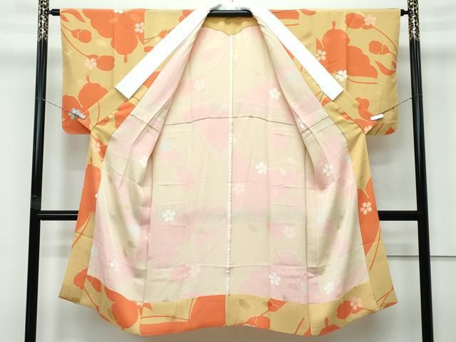 平和屋着物 上質な長襦袢 無双仕立て 花蝶文 桑染色地 s 5