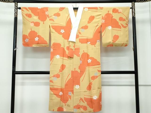 平和屋着物 上質な長襦袢 無双仕立て 花蝶文 桑染色地 s 5