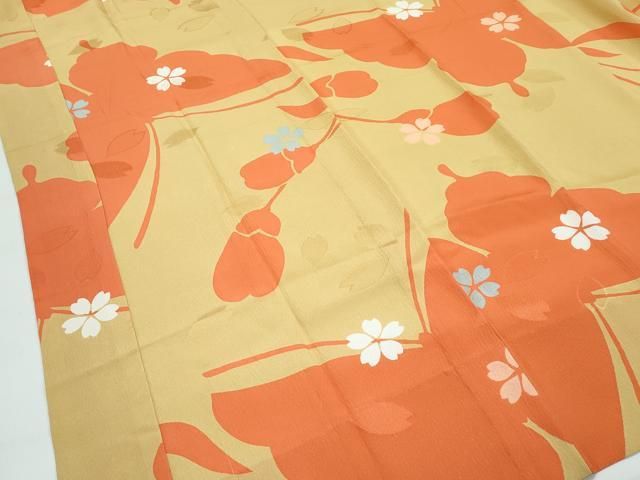 平和屋着物□上質な長襦袢 無双仕立て 花蝶文 桑染色地 逸品 未使用