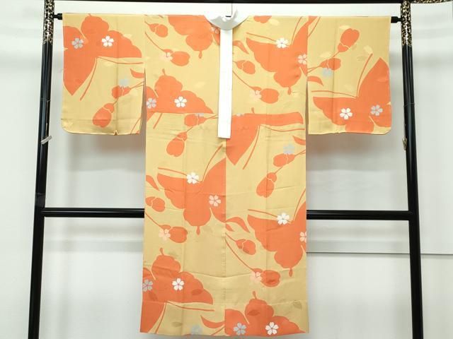 平和屋着物■上質な長襦袢　無双仕立て　花蝶文　桑染色地　逸品　未使用　CZAA4110s5 平和屋着物□上質な長襦袢 無双仕立て 花蝶文 桑染色地 逸品 未使用