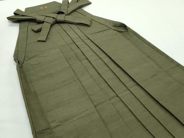 平和屋着物 上 男性 馬乗り袴 紬地 色無地 海松色 CZAA4120s5