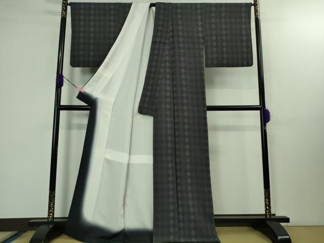  平和屋着物 上 無形文化財 人間国宝 五嶋敏太郎 小紋 菱間道 黒地 kh 5 小紋 着物