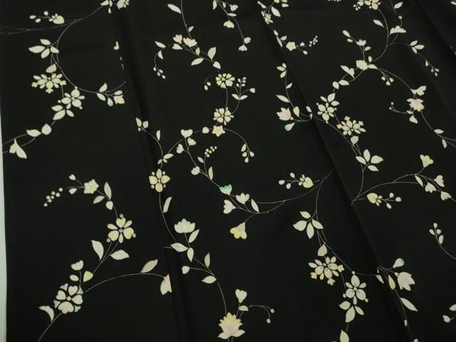  平和屋着物 上 小紋 花唐草文 黒地 金彩 kh 5 小紋 着物