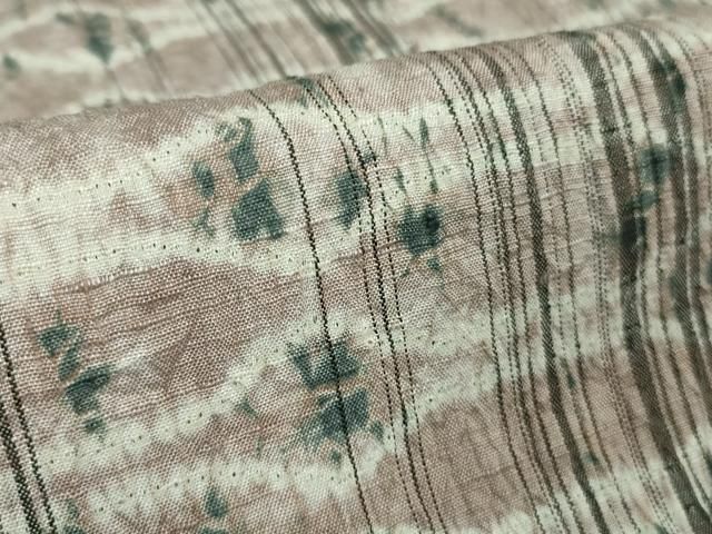 平和屋着物□極上 伝統工芸士 七代目 吉澤与市 紬 杢目絞り 間道 証紙