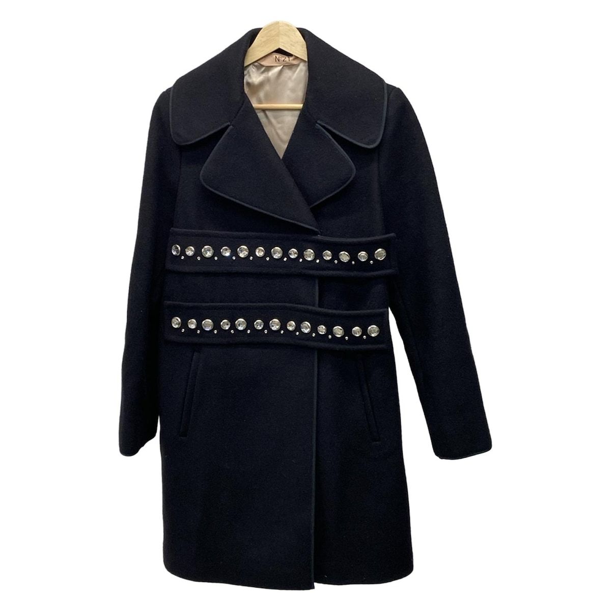 N゜21 ヌメロ ヴェントゥーノ コート サイズ38 M レディース - 黒 長袖 ラインストーン 秋 冬
