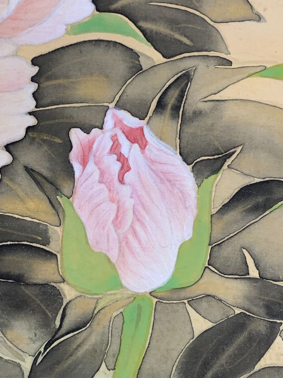 田口正子、【風と花】、希少な画集画、新品高級額 額装付、状態良好 掛け軸】116 田口秋魚（田口徳蔵）「富貴花図」花鳥 荒川青亭 平福百穂