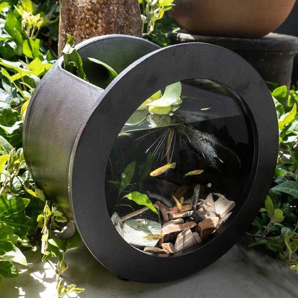丸水槽 中 ブラック 信楽焼 陶器 贈り物 個性的 シリーズ 感 高品質 レトロモダン シンプル メダカ 金魚 観賞魚 ガラス 和室 金魚 メダカ鉢 めだか水槽 