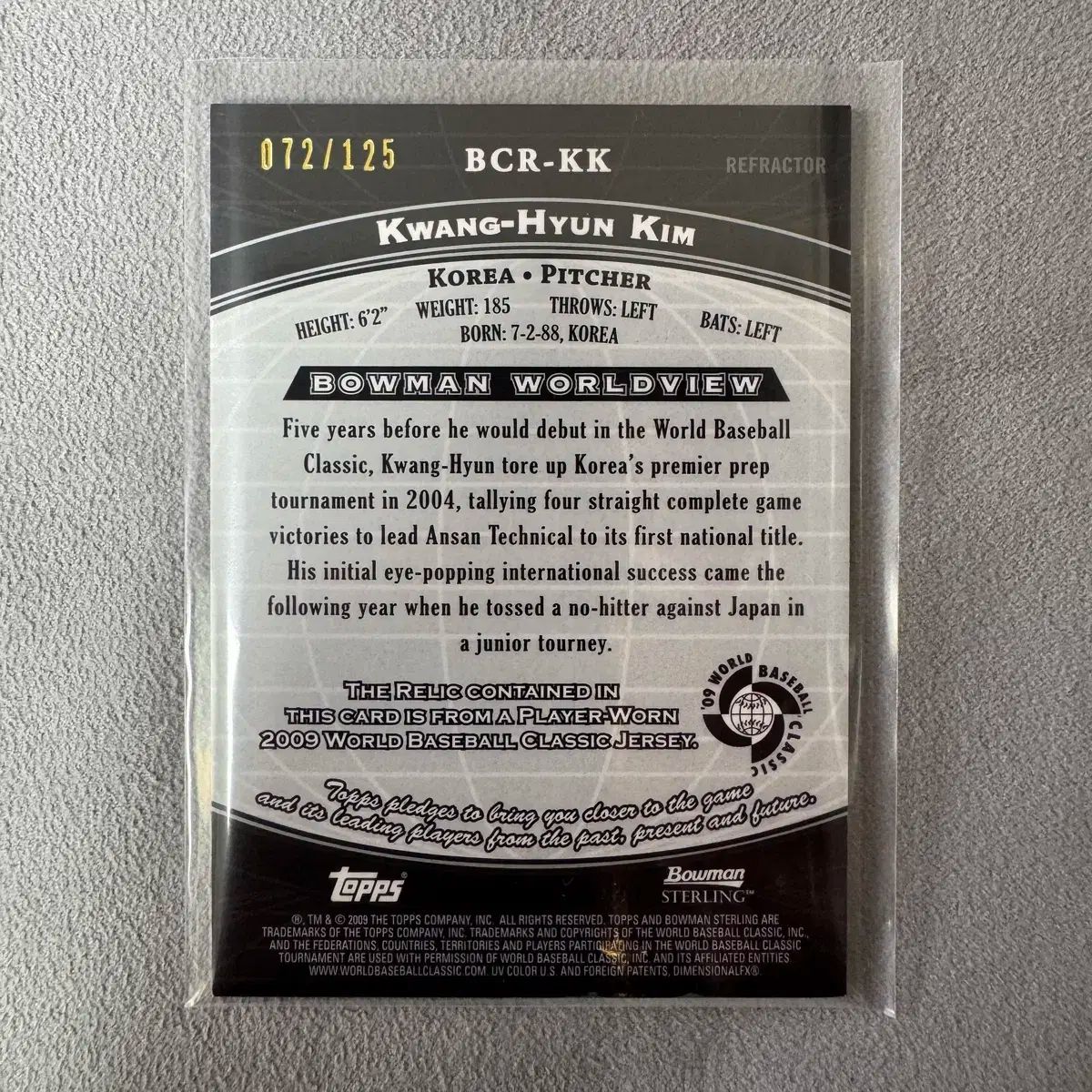  2009 TOPPS バウマン 金 廣鉉 キム グァンヒョン ジャージ bowman 記念グッズ 野球