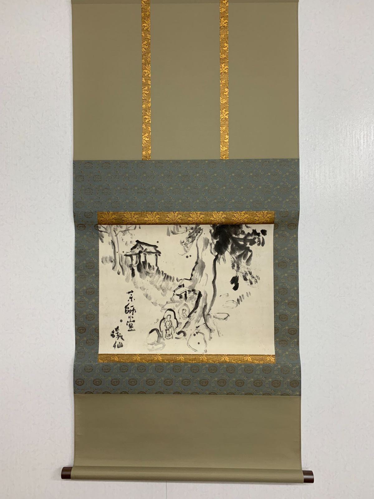 掛け軸 119 富田渓仙 薬師堂 都路華香師事 四条派 福岡の人 茶掛 掛軸 古美術 骨董 お げ まとめてお取引