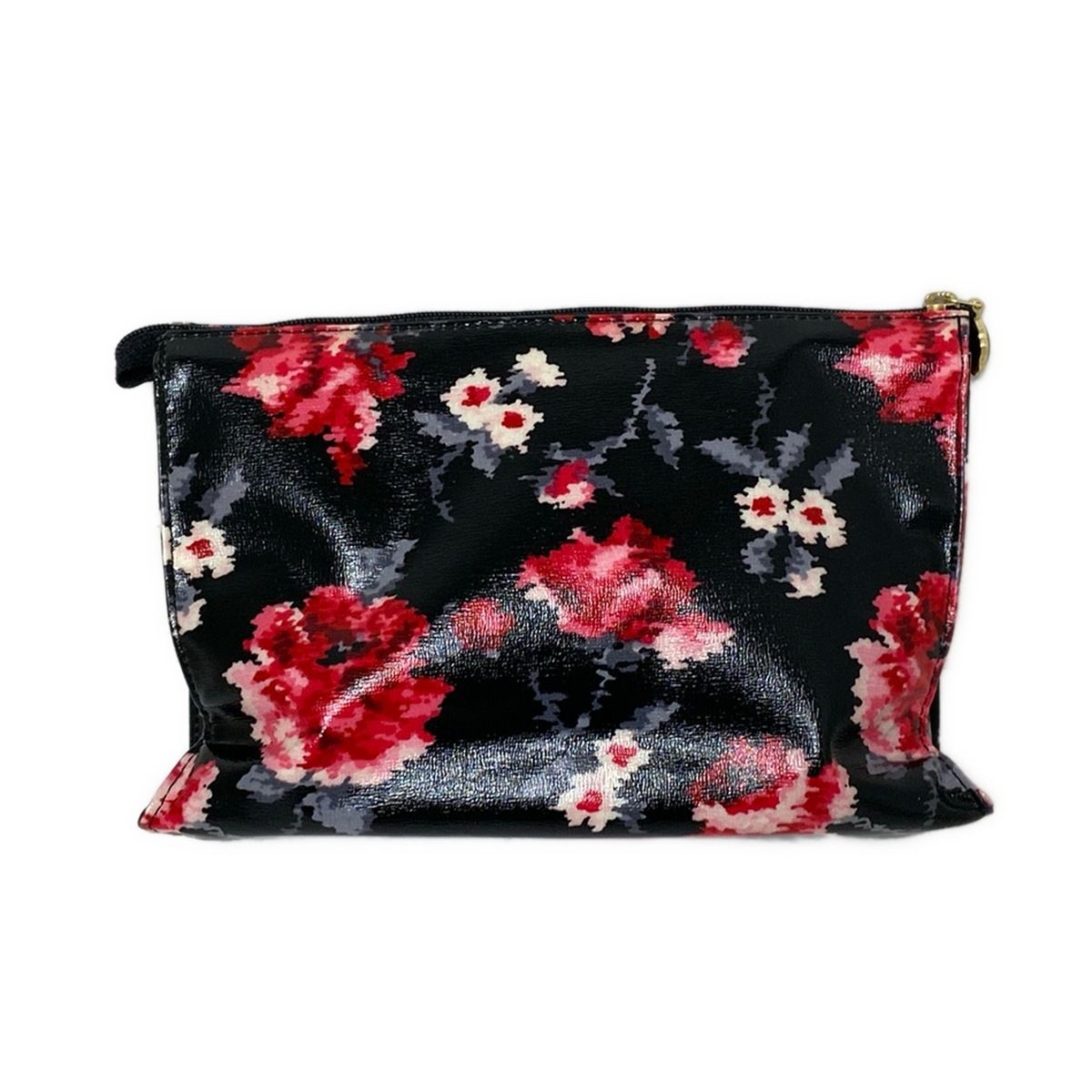 FEILER フェイラー ポーチ - 黒×ピンク×マルチ 花柄 ファスナーポケットあり