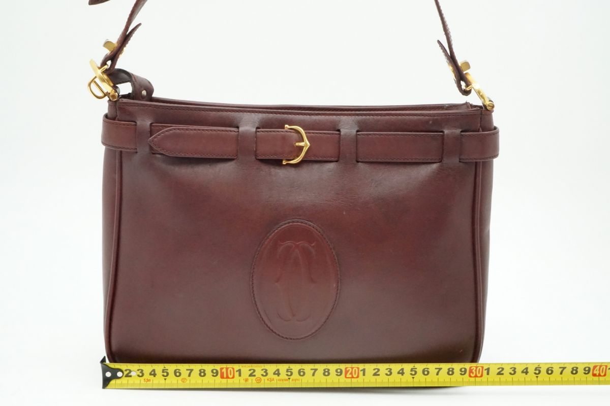  カルティエ ヴィンテージ ショルダーバッグ マストライン ドゥーブルC ロゴ レザー ボルドー Cartier 4365 h ショルダーバッグ ショルダーバッグ