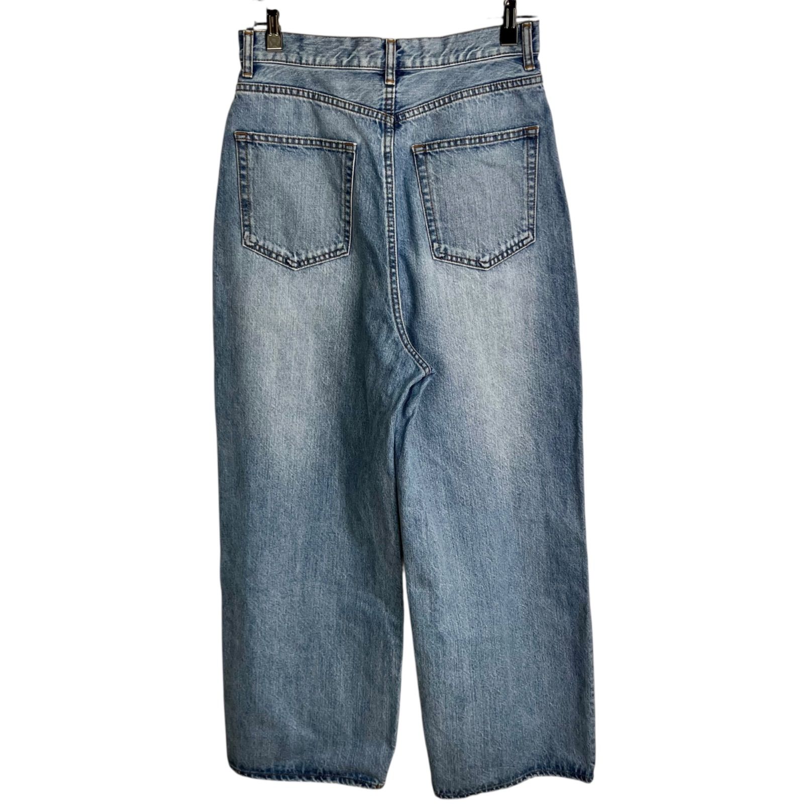 BLACK by moussy blkby loose straight crash denim 26 ライトブルー 水色 ブラックバイマウジー ルーズストレートクラッシュデニム ジーンズ コットン ダメージ 070GS011-0540