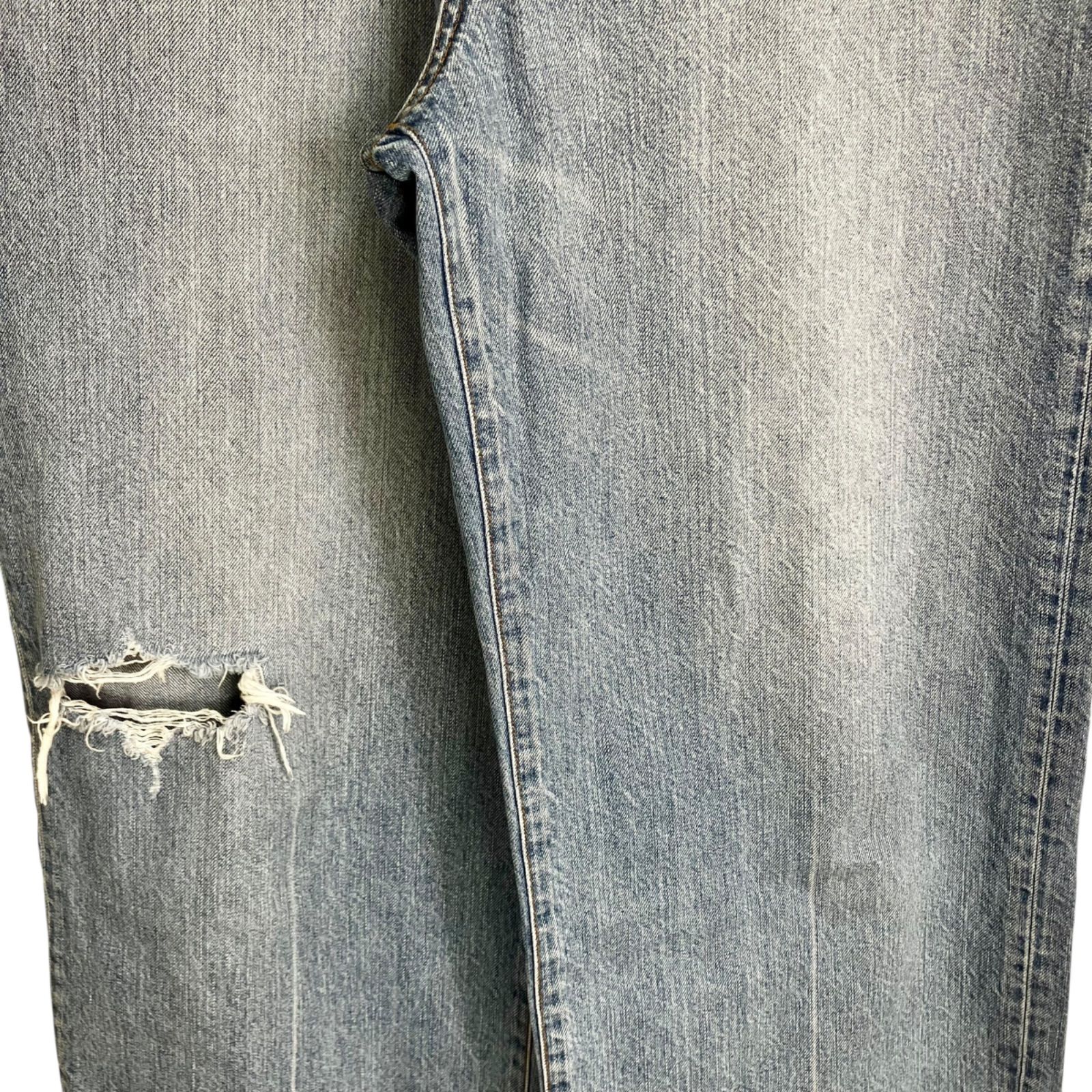  BLACK by moussy blkby loose straight crash denim 26 ライトブルー 水色 ブラックバイマウジー ルーズストレートクラッシュデニム ジーンズ コットン ダメージ -0540 ストレートデニム デニム ジーンズ