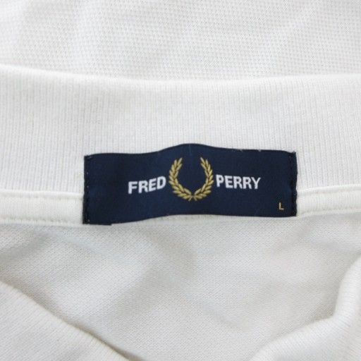 【大勢揃い!】 フレッドペリー FRED PERRY ポロシャツ 半袖 L ロゴ刺繍 鹿の子 白 ホワイト AE GY17 激安大特集。