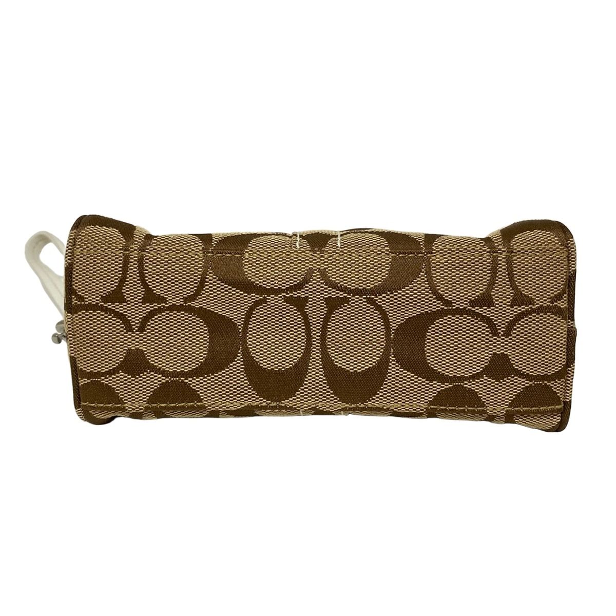 カーキ×白 レザー