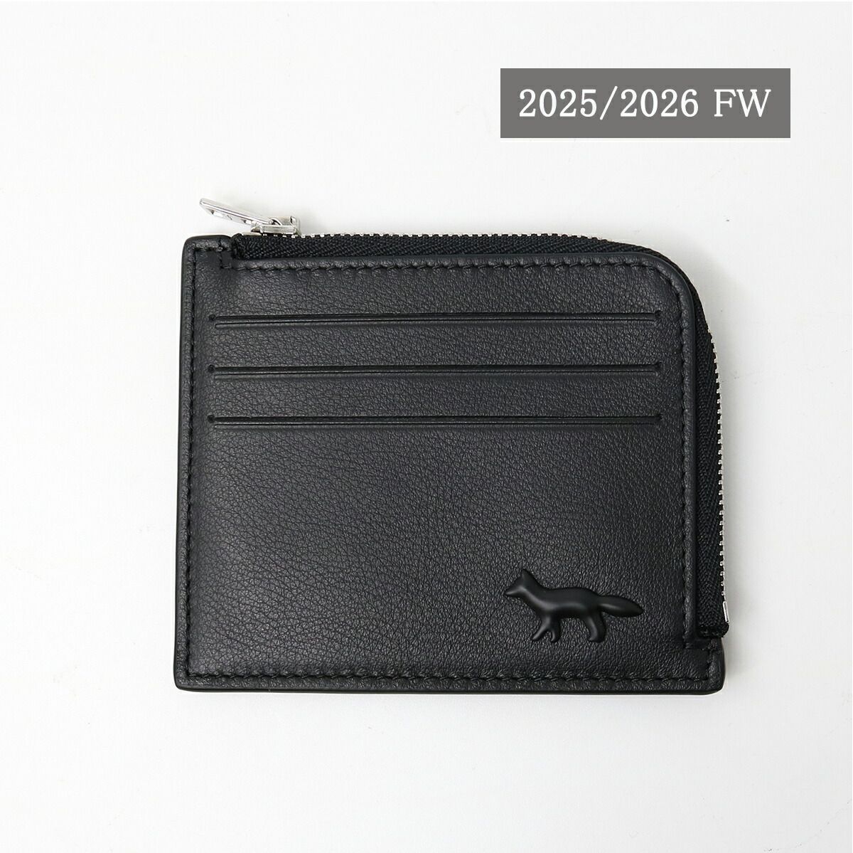 MAISON KITSUNE メゾン キツネ 小銭入れ カードケース PROFILE FOX ZIPPED CARDHOLDER カード入れ フォックスロゴ レザー ウォレット ミニ財布 小銭入れ付き 保存袋付き