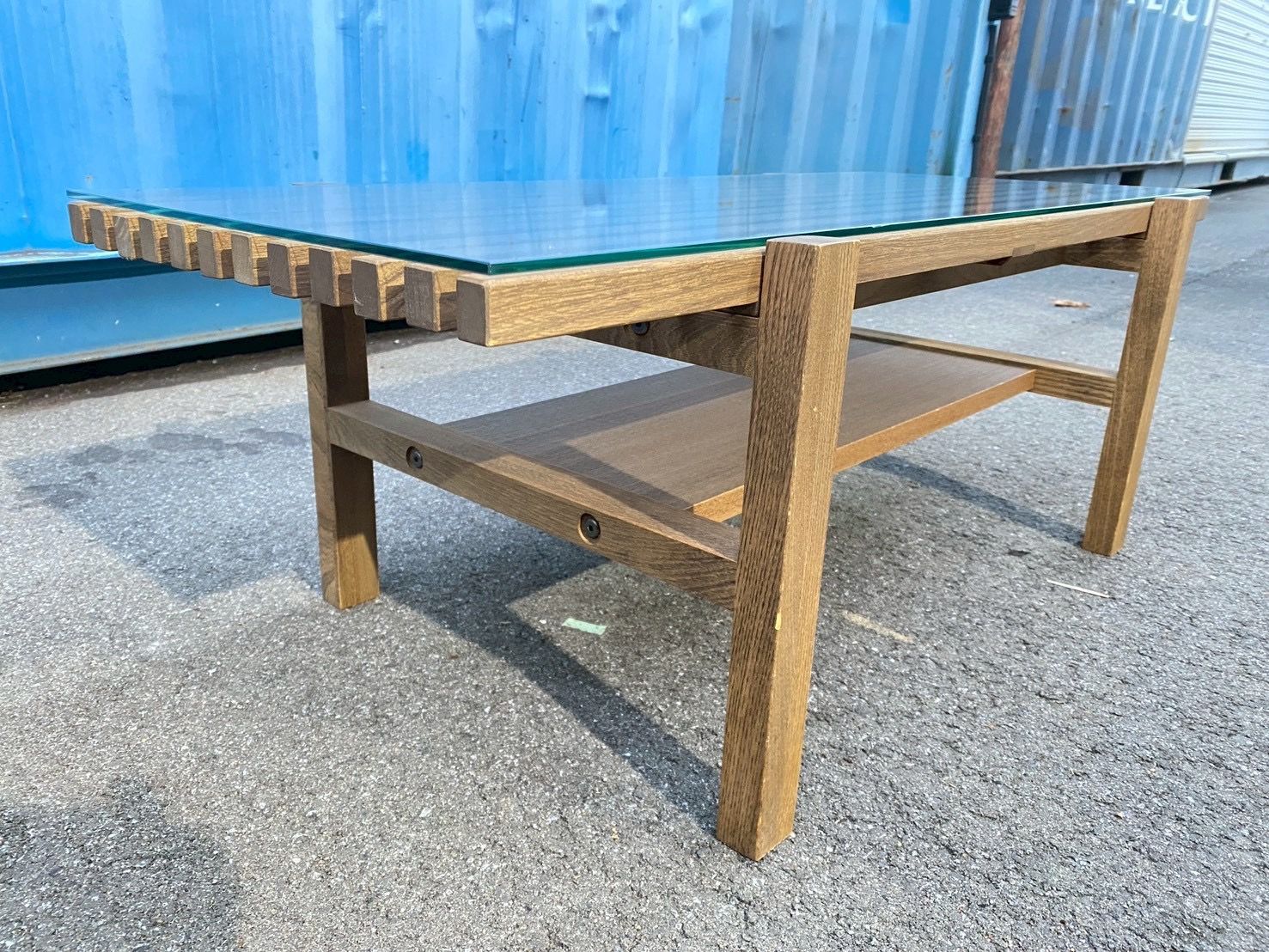 【希少廃盤】unico ウニコ　LIJN レイン　ガラス　ローテーブル　レア 希少廃盤】unico ウニコLIJN レインガラスローテーブルレア