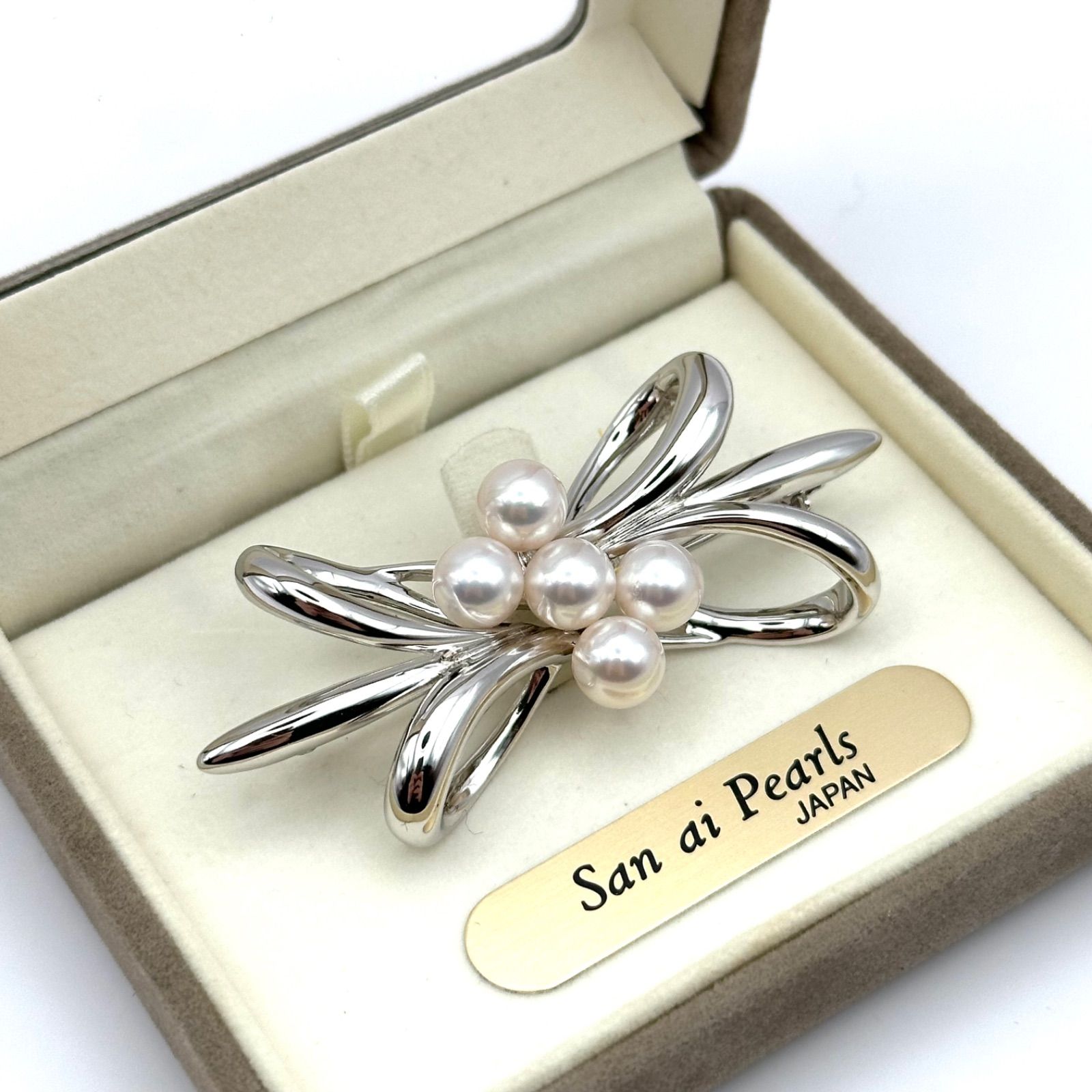 San ai Pearls 三愛真珠 ブローチ パール SILVER シルバー 約7mm