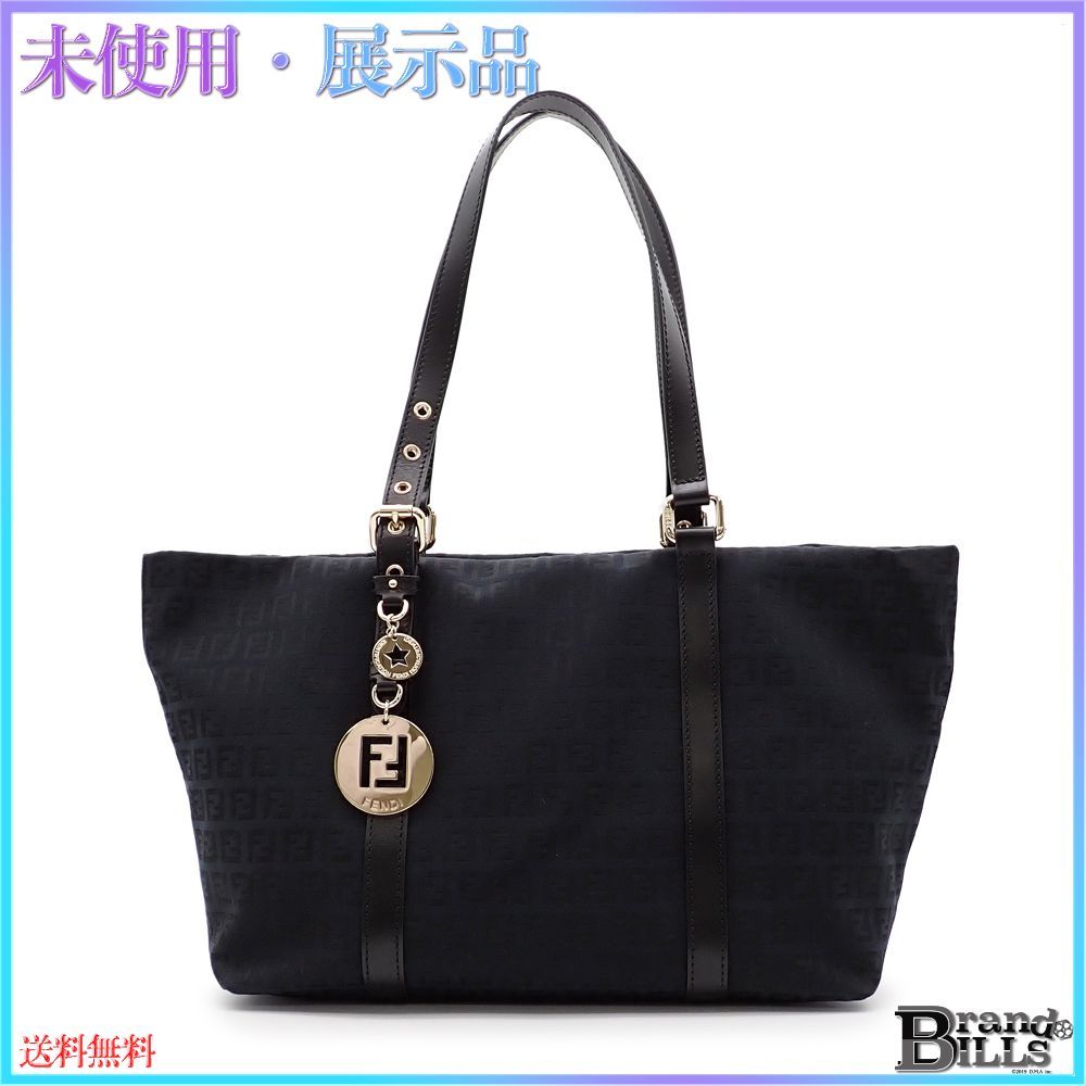 フェンディ トートバッグ ショルダーバッグ ズッキーノ キャンバス ブラック ゴールド金具 8BH215