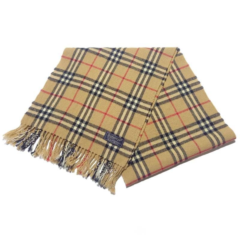 【美品】バーバリー ノバチェック マフラー 大判 ウール100% ベージュ バーバリーズ ノバチェック ウール マフラー ベージュ Burberrys