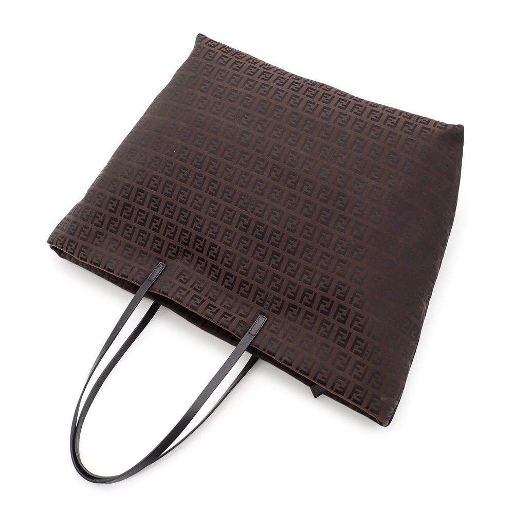 フェンディ トートバッグ ズッキーノ 肩掛け キャンバス ブラウン ブラック 8BH026