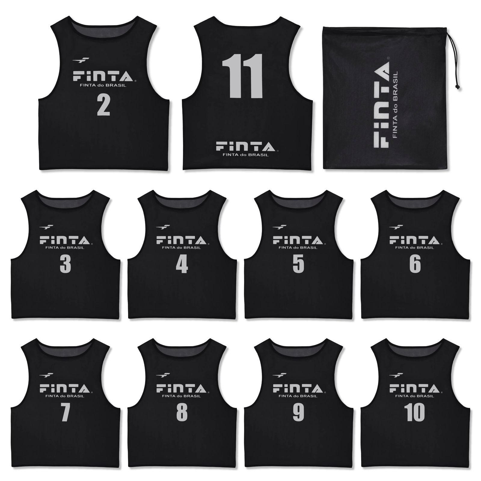 フィンタ FINTA サッカー フットサル 大人用 フリーサイズ 昇華ビブス 10枚セット ゼッケン2 11 FT3525 剥がれない昇華プリント