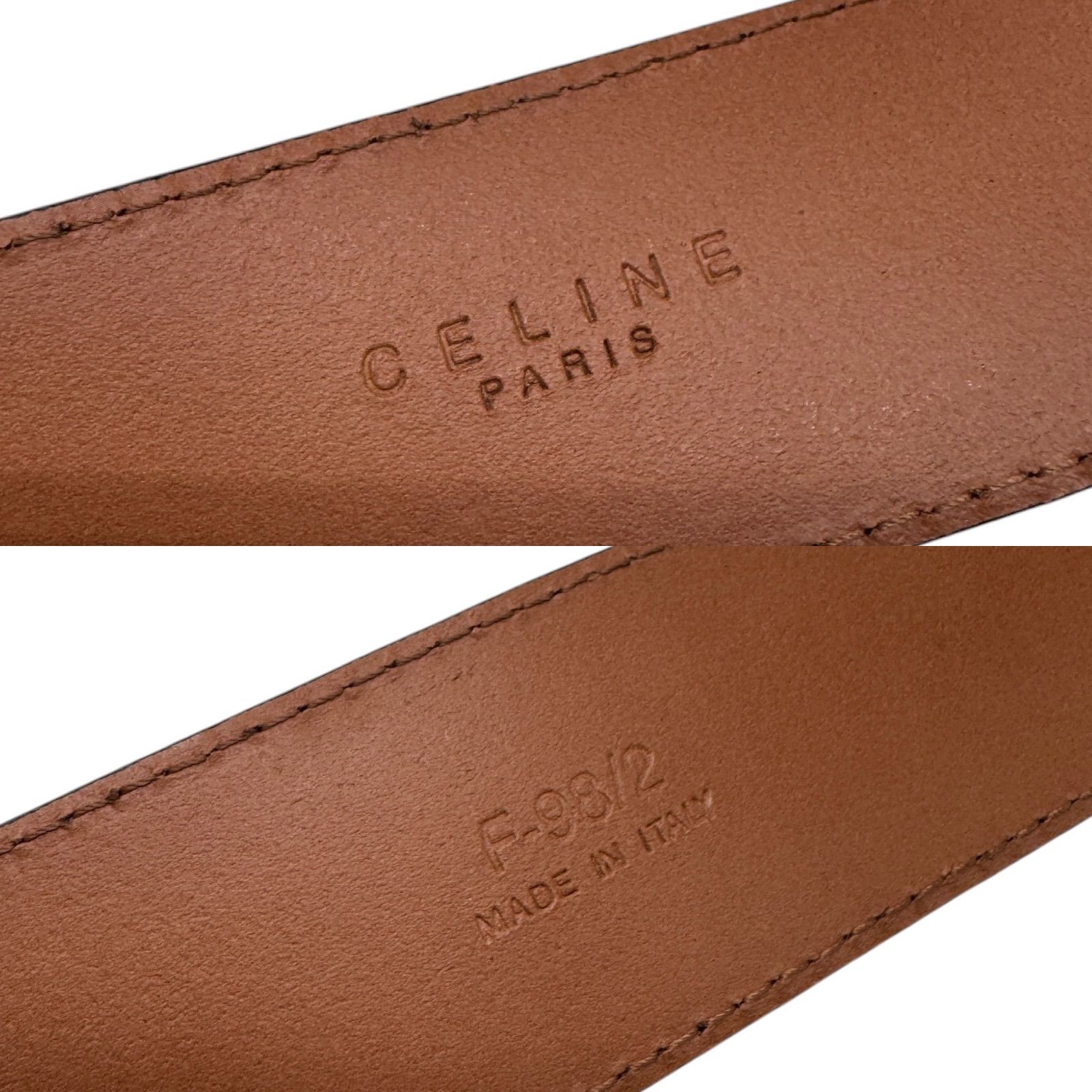  CELINE セリーヌ サークルロゴ スクエア金具 レザーベルト ブラック シルバー 本革 イタリア製 ヴィンテージ ベルト 小物