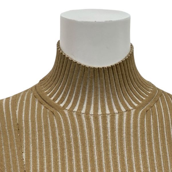 ボス BOSS モックネック リブニット 長袖 デザインステッチ トップス スリムフィット ベージュ XS 5号 レディース S 5 X 201