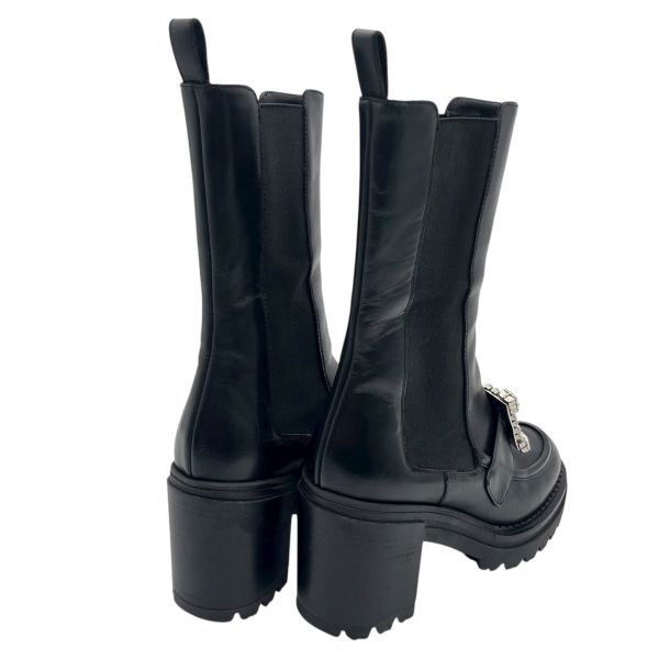  セルジオロッシ Sergio Rossi ブーツ バイカー プリンス Biker Prince サイドゴア ビジュー 黒 レザー 37 約23.5 cm レディース S 5 X 219 その他 ブーツ