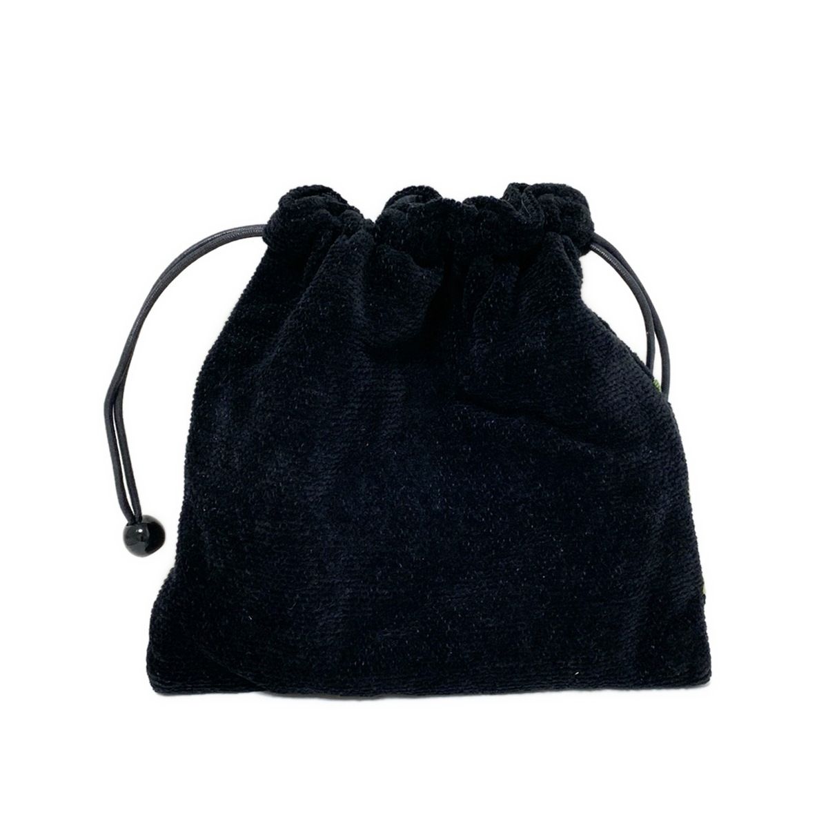 FEILER フェイラー ポーチ - 黒×カーキ×マルチ 花柄 フリル 巾着型