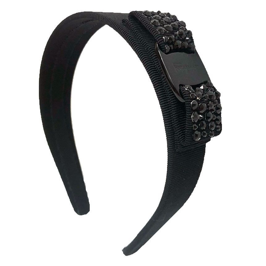 フェラガモ Salvatore Ferragamo ヴァラ リボン カチューシャ ブラッククリスタル 341689 487758 ブラック 黒 レディース ヘア aq12222