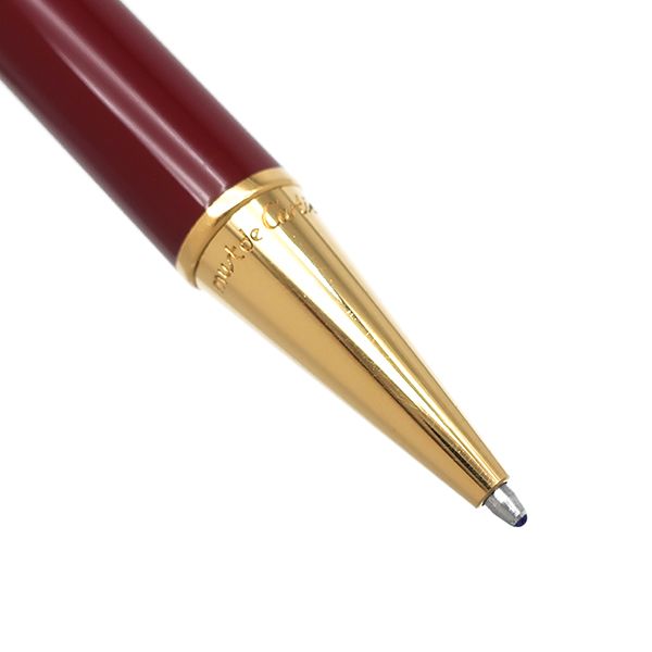 カルティエ Cartier ボールペン トリニティ GP レジン ボルドーXゴールド マスト ドゥ カルティエ 青インク 筆記 済み