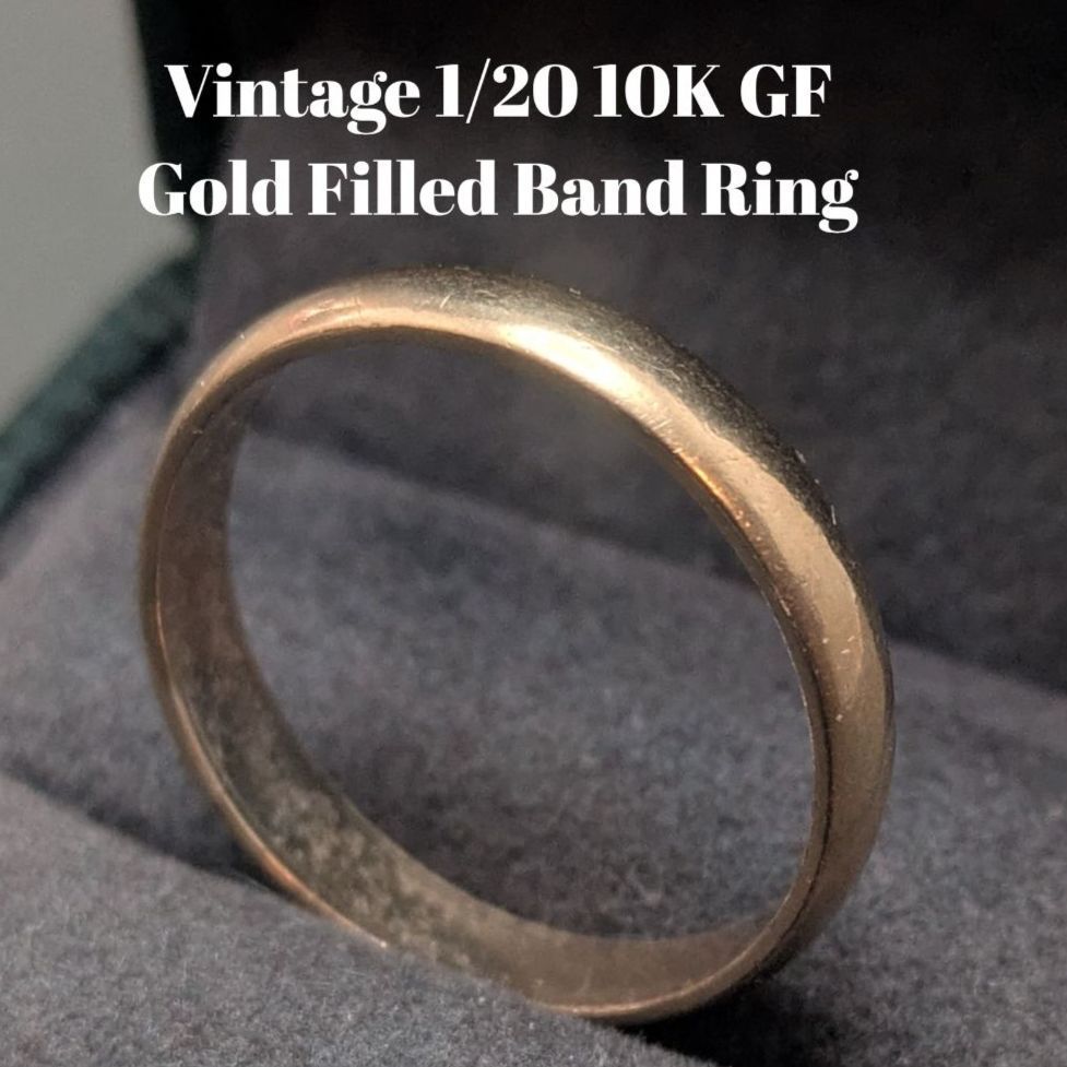 1 20 10K GF ゴールドフィルド バンドリング 24.4号 3.8g HM刻印 ヴィンテージ アメリカ製USA 10金張り