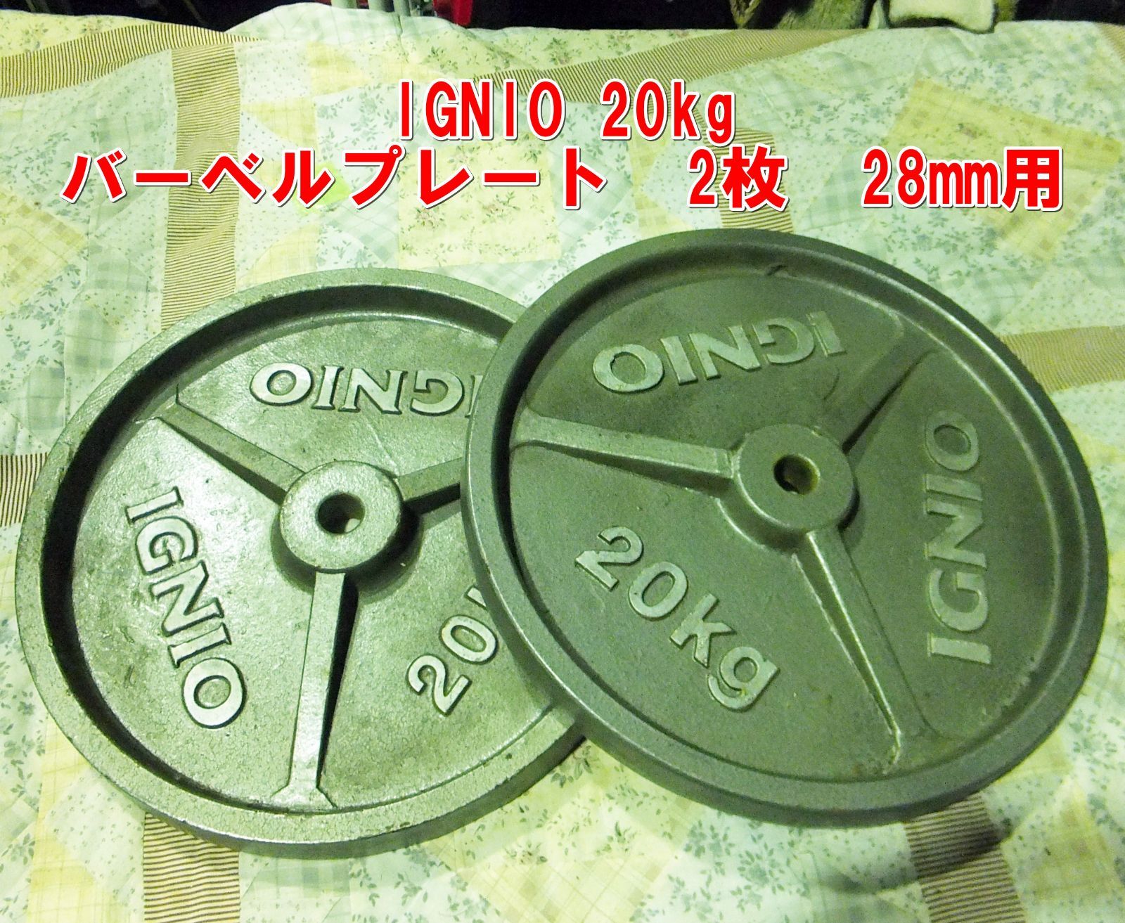 R589 筋トレ IGNIO 20kg バーベルプレート 2枚 28mm用 10
