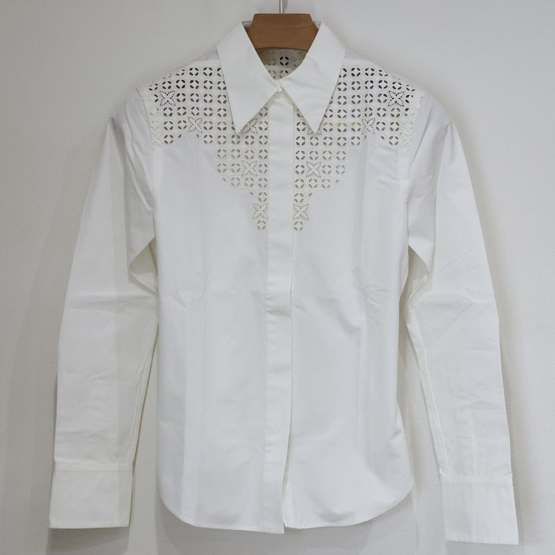 楠本質店 元住吉 ルイヴィトン レース シャツ ブラウス 34サイズ ホワイト 白 RW171W QHJ FBBB03 レディース