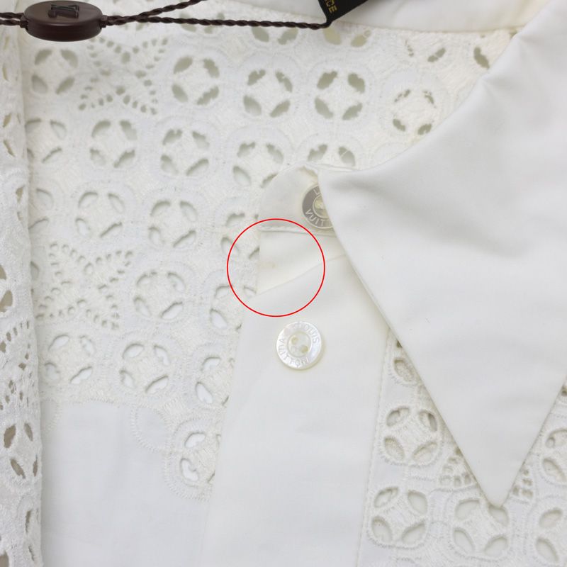  元住吉 ルイヴィトン レース シャツ ブラウス ホワイト 白 RW 171 W QHJ FBBB 03 レディース 長袖 シャツ ブラウス