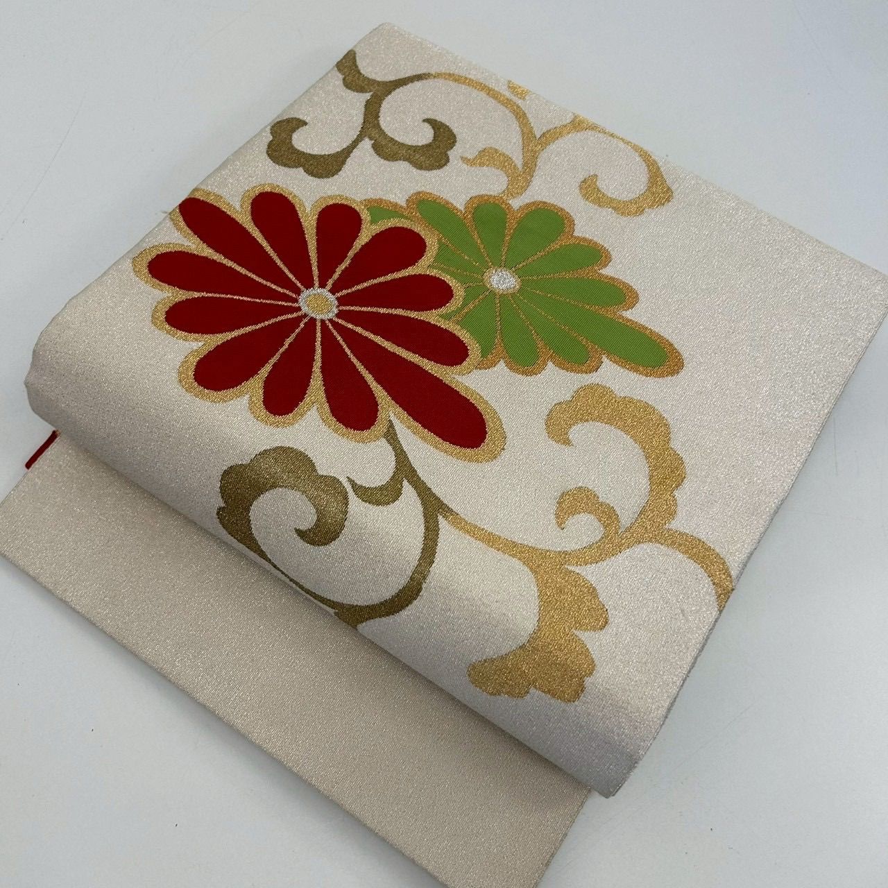 綴れ 名古屋帯 正絹 金銀糸織り込み 花唐草 八寸 MA-1024 - メルカリ