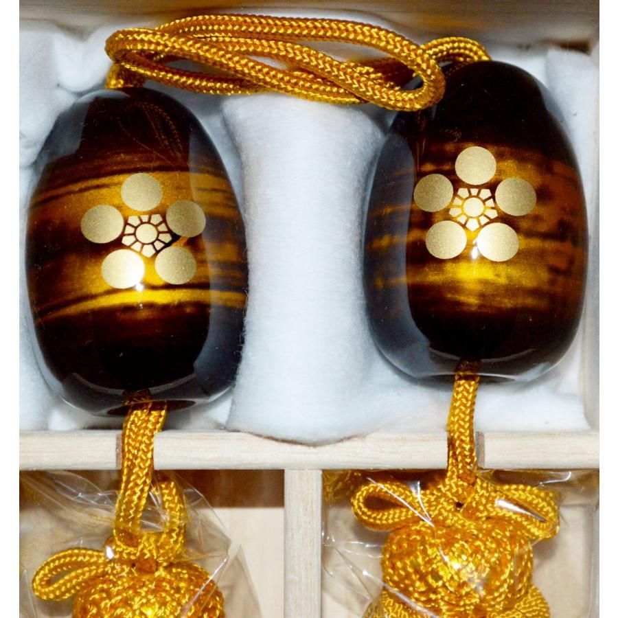 風鎮】天神風鎮（加賀梅鉢紋）高級桐箱 人絹房 金茶（金） ※天然木に