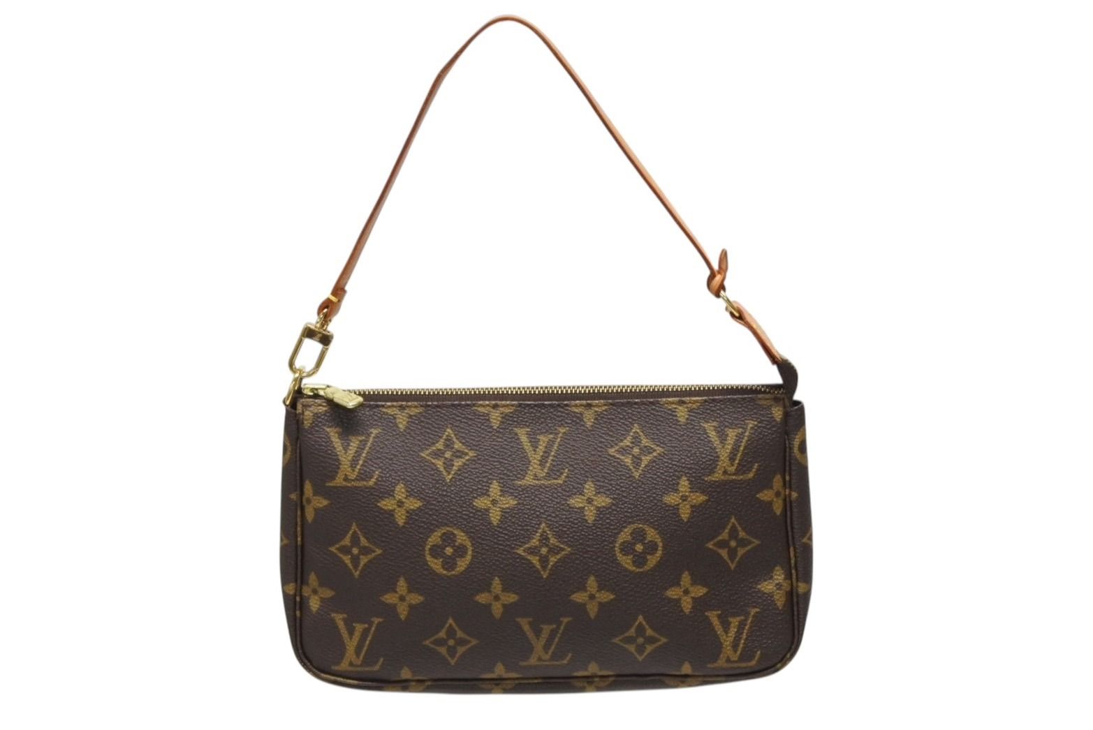 LOUIS VUITTON ルイヴィトン ポシェット アクセソワール ポーチ M51980 モノグラム ブラウン レザー PVC 4b009077