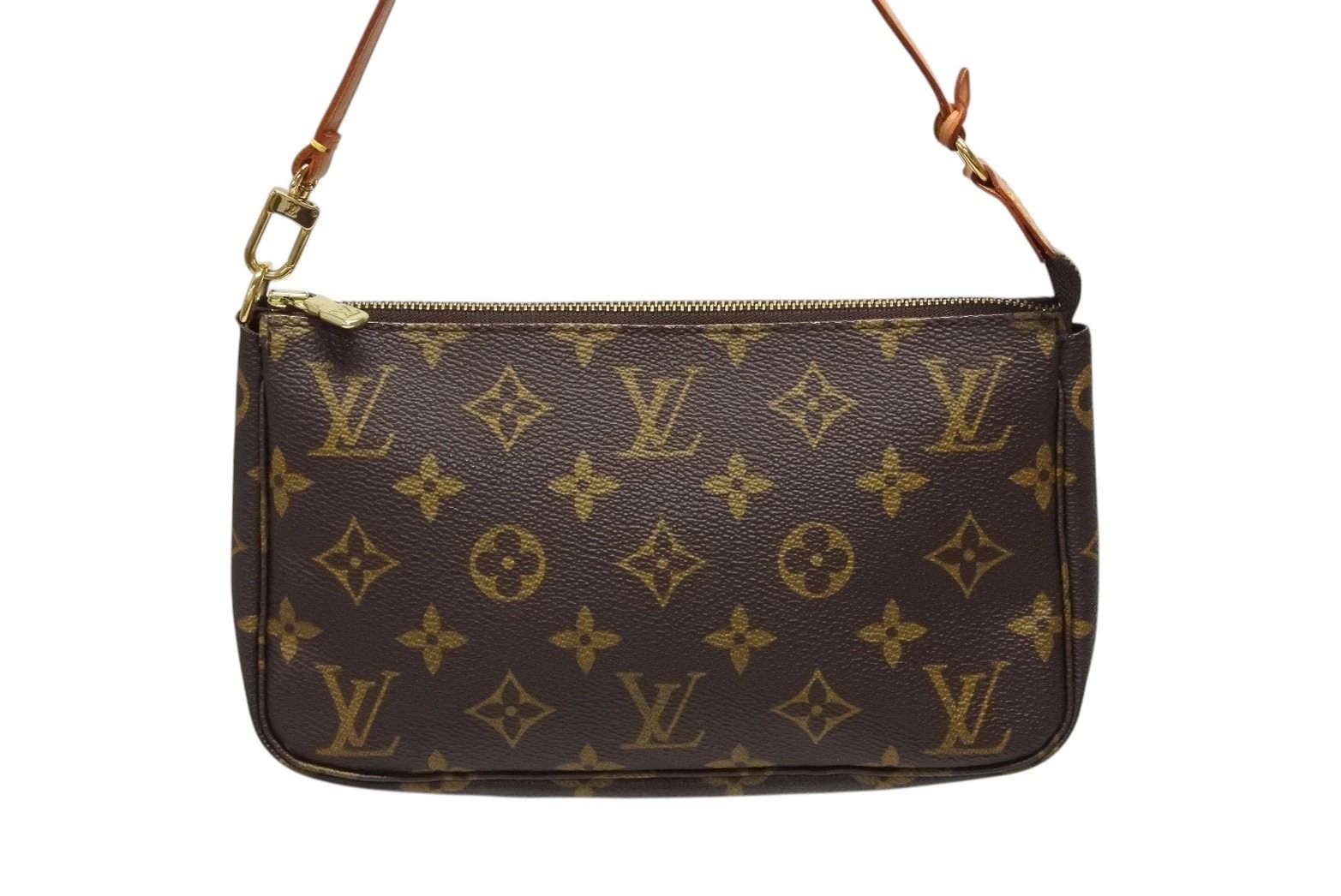 憧れの LOUIS VUITTON ルイヴィトン ポシェット アクセソワール ポーチ M51980 モノグラム ブラウン レザー PVC 4b009077